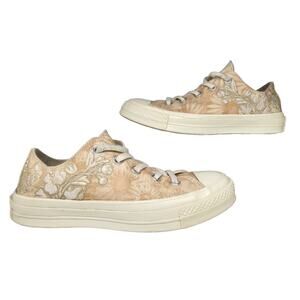 Converse All Star Womens 6 RARE Embroidered Floral Tan Pink Chuck 70 Low Top